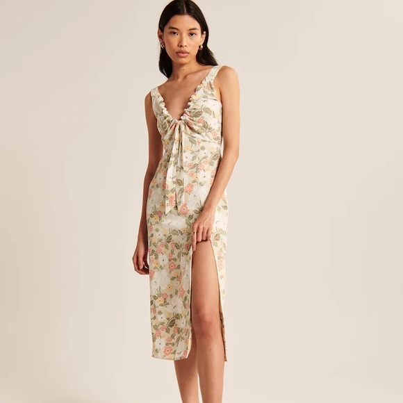 Abercrombie & Fitch Dresses & Skirts - Abercrombie & Fitch Cinched Neck Slip Midi Dress